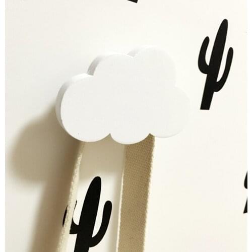1Pc Creative Wooden Cloud Hooks Wall-Mounted Decorative Keychain Hat Scarf Clothes Storage Rack Bathroom Kitchen Supplies Hook