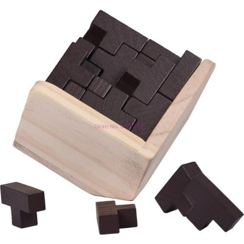 100set, 54pcs/set Wooden T Shape 3D Building Brain Teaser Luban Lock Educational Puzzles Game Toy for Adults Kids Children