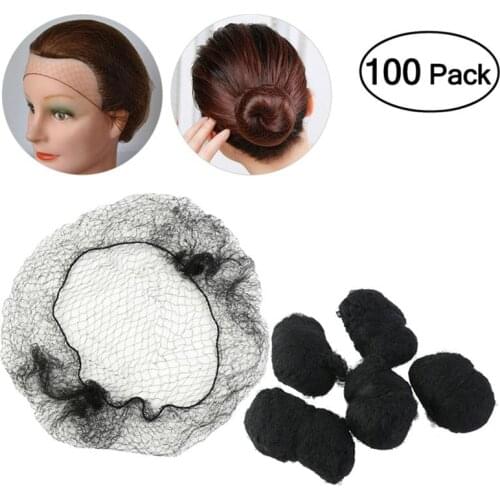 100pcs Woman Hair Nets Hairnets Stocking CapS Expand Breathable Black