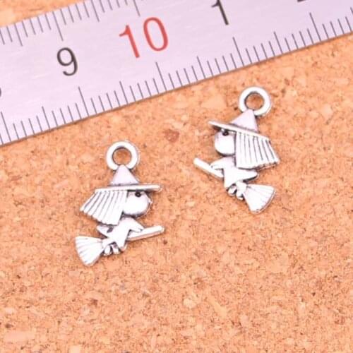 155Pcs cute witch riding broomstick Charms Pendant For DIY Necklace Bracelet Jewelry Making DIY Handmade 16*12mm