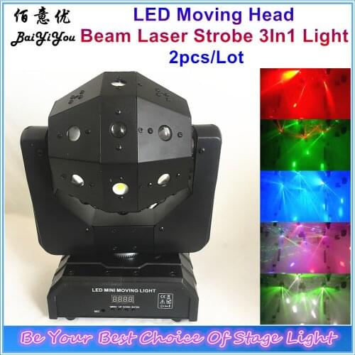 2pcs/Lot 16pcs *3W LED Mini Cubix Moving Head Football Light Beam Laser Strobe 3In1 DMX LED Moving Head Light For DJ Disco Party