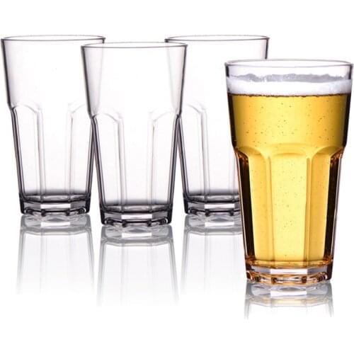 2pcs Plastic Beer Juice Water Cups Transparent Drinking Cups Bar Beer Glasses Cup Party Restaurant Tumbler Juice Tea Bar Party