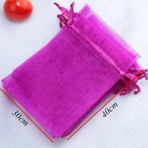 200pcs/lot Hot Pink Organza Bag 30x40cm Large Wedding Drawstring Gift Bag Cosmetics Boutique Jewelry Packaging Bags Pouches