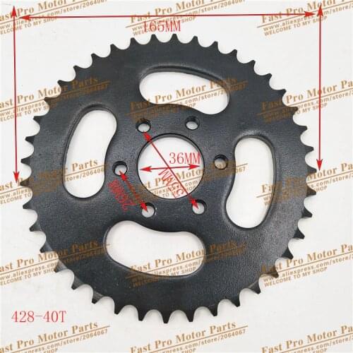 Black Steel sprocket 428 40T tooth 37 mm 6 hole rear chain sprockets for 4 wheel ATV Motorcycle