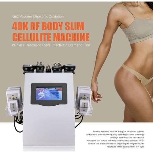 6in1 Vacuum Ultrasonic Cavitation 40K RF Body Slim Cellulite Machine Painless Treatment Safe Effective Cosmetic Tool