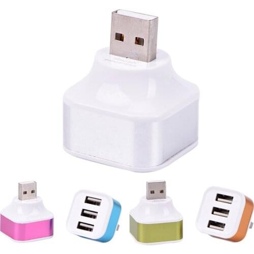 Portable 2.0 HUB Extender Adapter 3-Port USB 2.0 Hub Fast Data Transfer USB Hub Extender Extension Connector for Laptop
