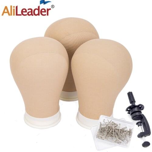 Alileader Wolesale 3Pcs/Set Waking Tools Quality Canvas Mannequin Head 20.5" 21" 22.5" 23" Canvas Head For Wigs Making