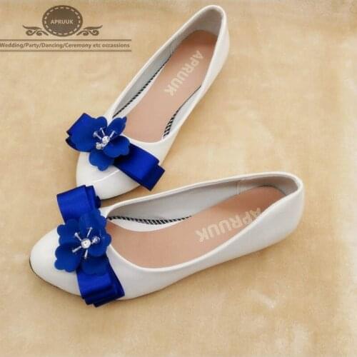 Wedges 3cm blue satin bow bowtie wedding shoes bride handmade ribbon butterfly-knot royal blue bridal wedding party pumps shoes