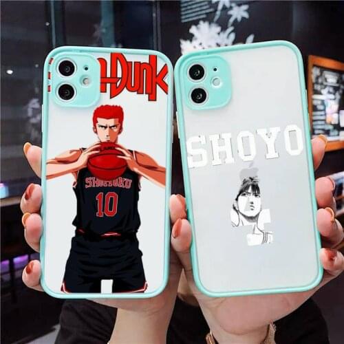 SLAM DUNK Phone Case For iPhone 12 11 Mini Pro XR XS Max 7 8 Plus X Matte transparent blue Back Cover