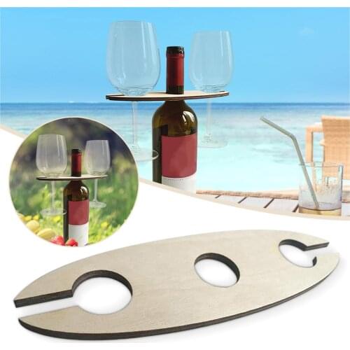 Wooden Wine Bottle and Glass Holder, Wood Wine Rack, Outdoor Holiday Wine Holder