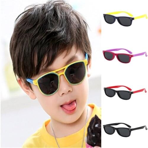 Childrens Fashion Polarized Sunglasses Silicone UV400 Glasses Classic Retro Soft Sunglasses Girls Goggles Anti-glare Glasses