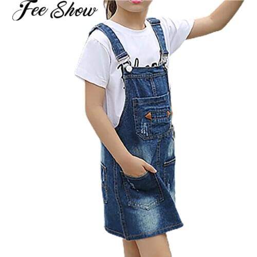 Girls Sundress Kids Princess Suspender Dress Summer Fashion Girls Straps Denim Overalls Dress Children Clothing Girl Clothes