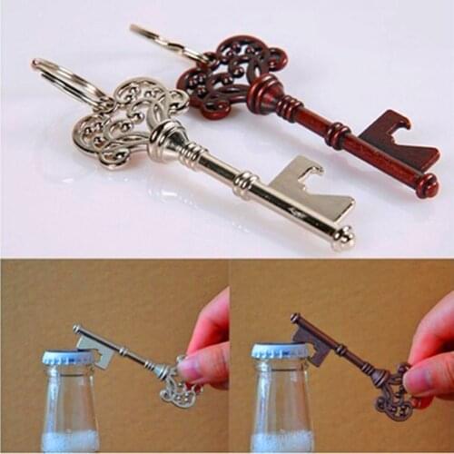 Key Shape Beer Bottle Opener Key Ring Metal Bronze/Silver Portable Gifts Vintage Retro Keychain Opener