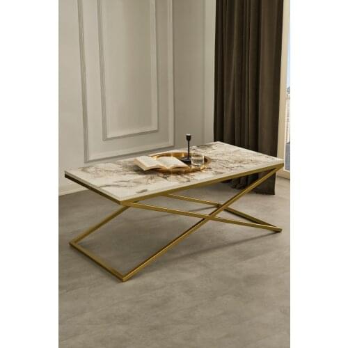 Venice Gold Metal Legs Marble Pattern Medium coffee table coffee tables table basse furniture living room table