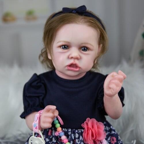 55cm rebirth doll simulation baby silicone Reborn Doll floral skirt doll childrens growth playmate childrens festival gift