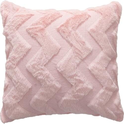 Sofa Square Pillowcase Throw Pillow Cover Rabbit Hair Quilted Wave Cushion Cover Decorative Home Decor Cojines Cushion Case