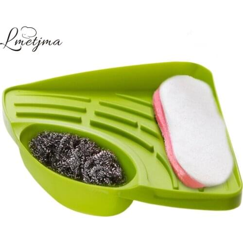 LMETJMA Kitchen Sink Corner Storage Rack Sponge Holder Cleaning Brush Holder Bathroom Soap Cleaning Ball Holder KC0325-6