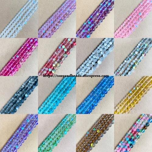 Matte K9 Glass Austria Crystal Synthesis Glitter Moonstone Beads 15" Strand 6 8 10 12MM Pick Size For Jewelry