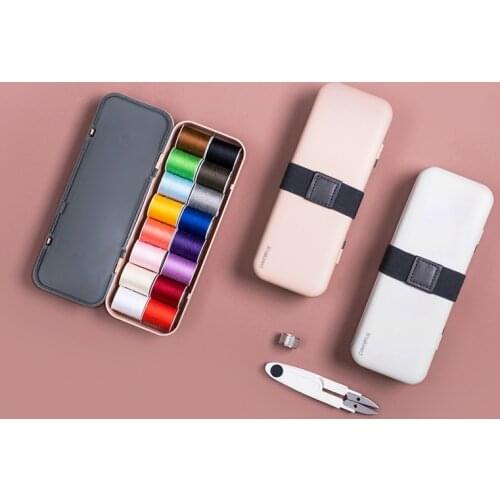 Household Sewing Box Set Portable Multifunctional Sewing Kit 30 Needles Scissors 16 Color Lines Tape Measure Storage Case Tools