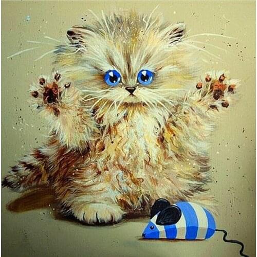 Hot DIY 5D Mosaic Cute Cat Mouse Handmade Painting Cross Stitch Kit Diamond Embroidery Square/round Rhinestones Arts