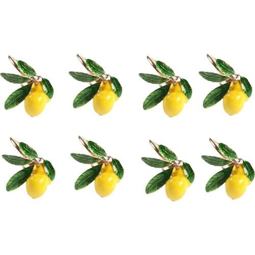 Napkin Rings Set of 8,Lemon Wedding Napkin Holder Gold Napkin Buckle for Table Decor Parties Holiday Family Gathering