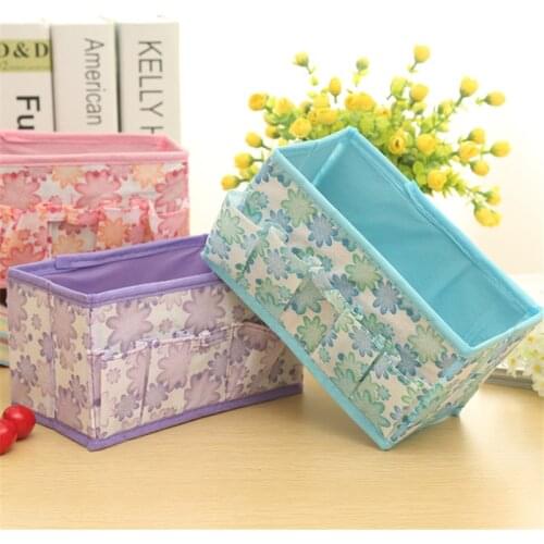 1pc Makeup Storage box Non-woven Jewelry Boxes Office Pen Sundries Organizer Desk Space Ssver Folding Home Storage
