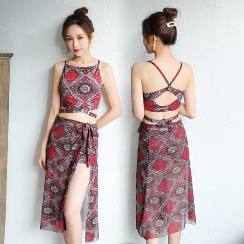 2020 New Swimsuit Womens Fairy Style Split Pants Three-Piece Veils Hot Spring Swimsuit Wholesale 665828