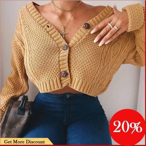 Hirigin New Chic Women Cropped Cardigan Sweater Fall Knitwear Short Cardigan Girls Long Sleeve Twist Crochet Top Pull Femme