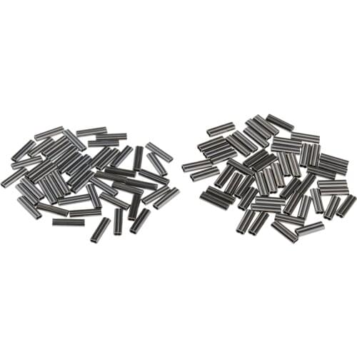 100Pcs Fishing Crimps Double Barrel Crimping Sleeves Wire Trace 0.8mm 1.2mm