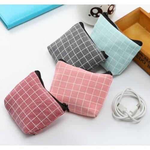Simple Sanitary Pad Pouch Girls Women Napkin Tampon Storage Bag Zipper Cosmetic Bags Ladies Makeup Bag Cable Organizer
