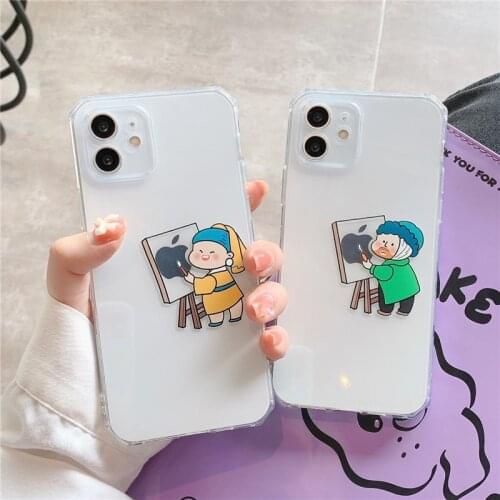 Cartoon Characters Cute Animal Phone Case For iPhone 12 Pro Max 12 Mini 11 Pro XR XS Max X 7 8 Plus Transparent Shockproof Cover