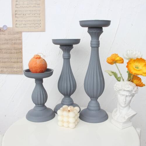 Gray Candelabrum Wooden Creative Candlestick Tray Candle Holder Handmade Table Desktop Decoration Rustic Wedding Holiday Decor