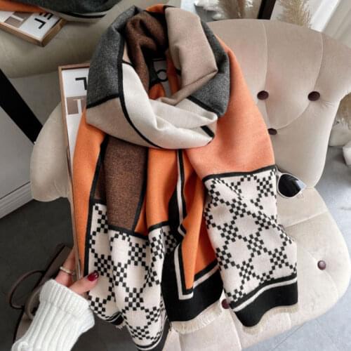 Luxury Women Autumn Winter Plaid Scarf Thicken Cashmere Blanket Soft Warm Shawls And Wraps Fashion Brand Ladies Foulard Bufanda
