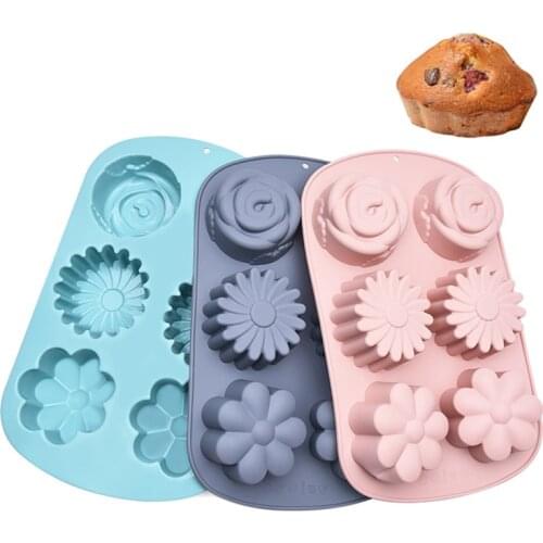Silicone Mold For Baking 6 Holes Lollipop Chocolate Cake Bake Mould Round Butterfly Shape Diy Molds Pudding Soap Form Molds Tool