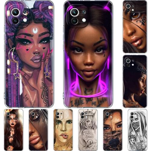 Silicone Phone Case For Xiaomi Mi Poco X3 NFC 10T Pro 11 M3 Note 10 Lite F3 9T F1 11i Clear Soft Back Cover Cool Tattoo Girl Cas