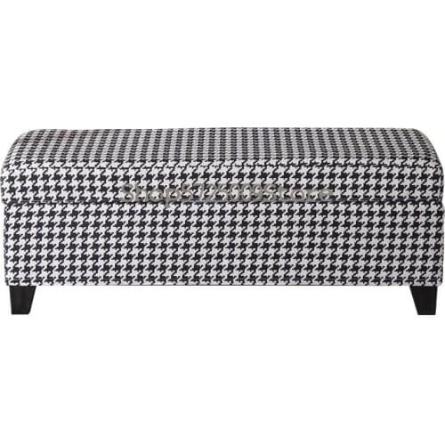Nordic houndstooth sofa foot stool single seat stool shoe changing stool light luxury fabric living room side step storage remov