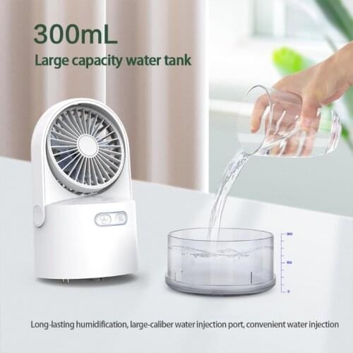 Portable Humidifier Fan 2000mAh Rechargeable Desktop Water Cooling Fan Misting AC Fan 3 Speeds for Room Office Camp
