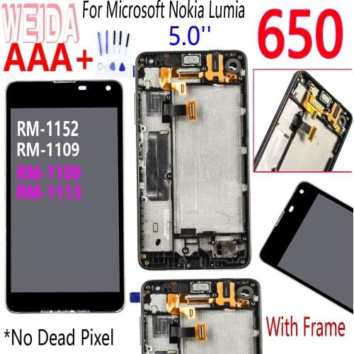 Weida 5" For Microsoft Nokia Lumia 650 LCD RM-1154 RM-1152 Display Touch Screen Digitizer Assembly Frame For lumia 650 RM-1109