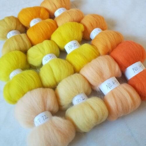 WFPFBEC felt 70s wool for needle felting set doll merino wool roving sheep fiber wool diy crafa yellow 11 colors 10g 20g 50g