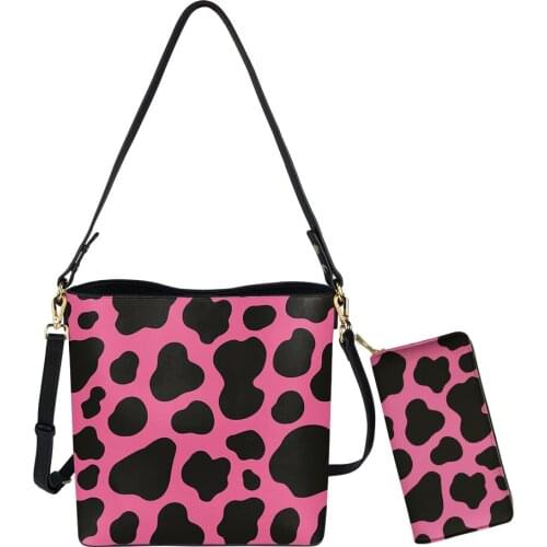 Women Crossbody Bucket Bag Wallet Vintage Luxury Shoulder Bag And Purse 2pcs Set Polynesian Tribal Print Totes Sac Bolsas Femme