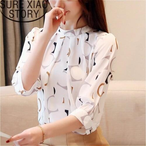 Blusas Mujer De Moda 2021 Korean Fashion Clothing Womens Tops Blouses Shirts Ladies Tops Chiffon Blouse White Shirt 2480 50