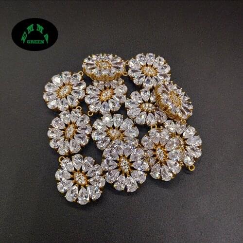 Daisies Flower Zircon Charms 20pcs Zircon Crystal Flowers for Jewelry Making Zircon Accessories Findings free shipping