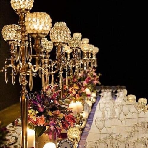 12pcs)Luxury delicate black event wedding crystal candelabra for party qq495