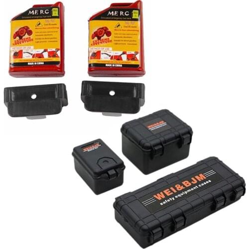 2 Pcs 1/10 Scale Rc Crawler Accessory Mini Fuel Tank (Red) With 3Pcs Plastic Rc Car Storage Box Decoration Tool Black