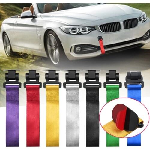 27cm High Strength Nylon Racing Tow Strap with ABS Stickers Racing Design Ribbon Towing Strap Universal Bumper Decals