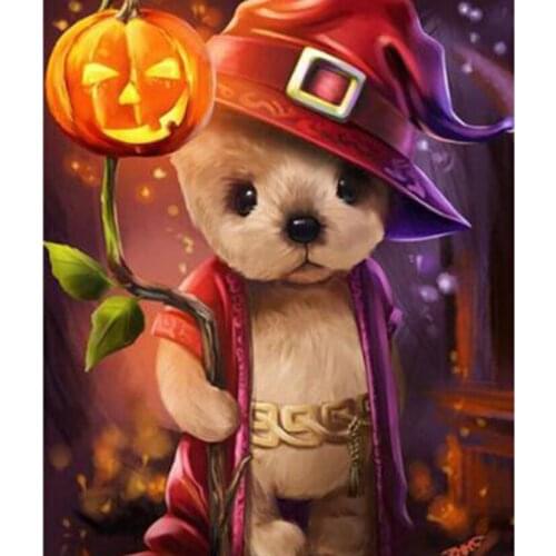 5D DIY Diamond Painting Cartoon Painting Halloween Bear Picture Square Round Diamond Cross Stitch Home Decoration Crafts WG2890