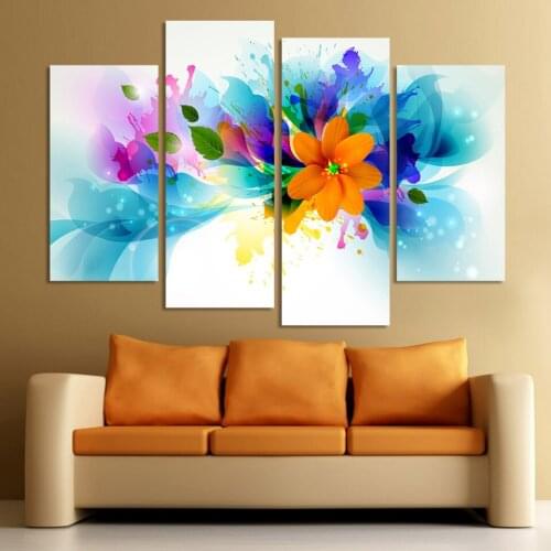 Free Shipping Hot Sell 4 Panels Modern Wall Painting abstract flower picture Home Decorative Art Picture Paint on Canvas Prints