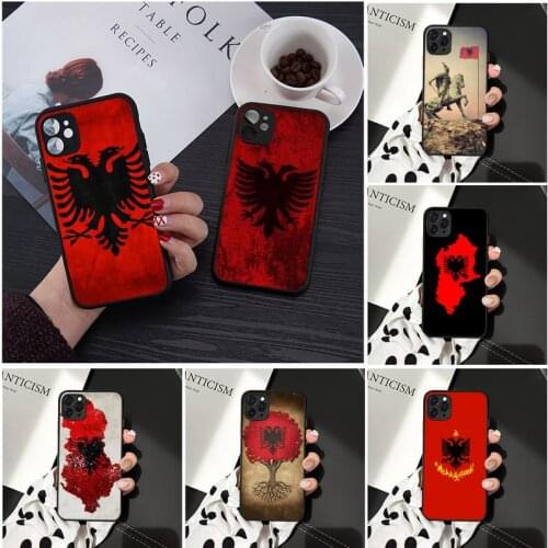 Albania flag Double-headed eagle Phone Case Matte Transparent for iPhone 7 8 11 12 s mini pro X XS XR MAX Plus cover funda