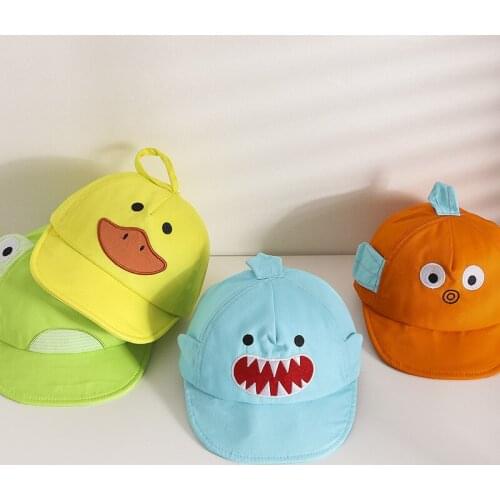 Baby Baseball Caps Hats Spring Autumn Cartoon Shark Boys Girls Soft Brimmed Snapback Hat Korean Version Kids Sun Visor Cap 1-2Y