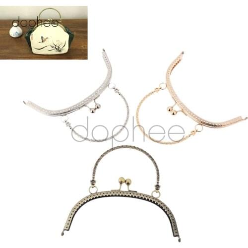 Dophee 1pcs 16.5cm Arch Flower Meta Frame Kiss Clasp Handle Lock 3Colors For DIY Coin Bag Accessories